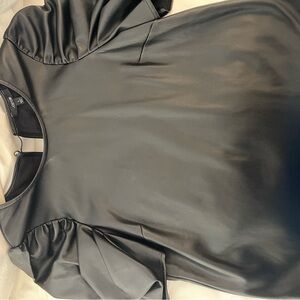 Joes Black Faux Leather Top with Puff Sleeves